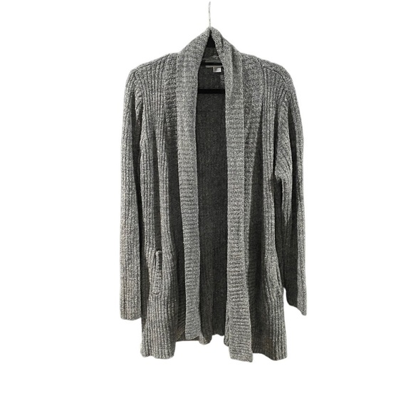 Barefoot Dreams Gray Montecito Ribbed Draped Cardigan Cozy Chic - Picture 4 of 5
